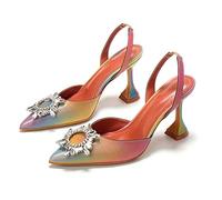 Heels Women Pumps Satin Heel Shoes Women Sandals Rhinestone Bow-Knot High Heeled Sandal Female-1-Colorful,39