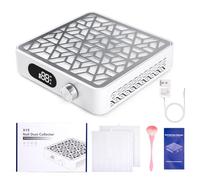 heemeei Nail Dust Collector, Professional Dust Collector Nail Tech & 2 Pcs Reusable Filters & Nail Dust Brush, Rechargeable Powerful Dust Suction Machine for Acrylic Gel Polish Manicure Salon