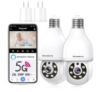 Heemketz Security Camera with Bulb - 2K/3MP HD, 360° Motion Tracking, Color Night Vision, Compatible with Alexa, Wireless WiFi Security Camera with Two-Way Audio