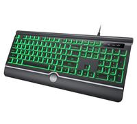 HeengYanson Backlit Computer Keyboards, Wired Light Up Keyboards with 7-Color Backlit, Wrist Rest, Illuminated Keyboard Easy to See and Type, Corded Full-Size Keyboard for Windows Desktop, Laptop, PC