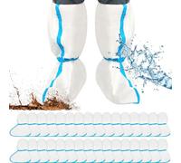 Heentan 16 Pairs Hazmat Boot and Shoe Covers Disposable Plastic Long Boot Covers Waterproof Rain Shoe for Men and Women, White