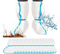 Heentan 16 Pairs Hazmat Boot and Shoe Covers Disposable Plastic Long Boot Covers Waterproof Rain Shoe for Men and Women, White