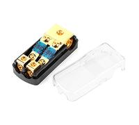 HEEPDD 0 4 Gauge in to 4 8 Gauge Out 60A 2 Way Mini ANL Fuse Distribution Block with Gold Copper and ABS Construction for Auto Boat Audio System Protection