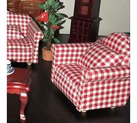 HEEPDD 1:12 Dollhouse Sofa Miniature Wood Cloth Couch with Pillow Lightweight Portable for Living Room Bedroom Decor Ideal for Young Enthusiasts Detailed Craftsmanship Adds Charm to (Red)