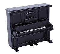 HEEPDD 1:12 Miniature Wooden Piano, Musical Learning Instrument for Young Learners, Black or Red Finish Enhances Imaginative Play Scenarios in Dollhouse Settings or Independent (Piano-Black)