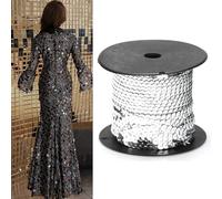 HEEPDD 1 Roll Sequin String Flat Sequin Trim Ribbon 100 Yards 6mm Wide Gold Silver Vibrant Shades for Wedding Costume DIY Party Decorations Lightweight Flexible Easy Sew Sparkle Festive (#1)