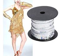 HEEPDD 1 Roll Sequin String Flat Sequin Trim Ribbon 100 Yards 6mm Wide Gold Silver Vibrant Shades for Wedding Costume DIY Party Decorations Lightweight Flexible Easy Sew Sparkle Festive (#4)
