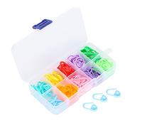 HEEPDD 100 Pcs Knitting Stitch Markers, Colorful Plastic Locking Crochet Ring Counters Safety Pins in 10 Compartment Organizer Box