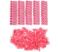 HEEPDD 100Pcs Goat Ear Tag, Plastic Livestock Identification, Numbered for Goats Sheep Cattle Pigs, Ideal for Farm Animal Tracking (Pink with Words (100))