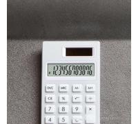 HEEPDD 12 Digit Solar Desktop Calculator, ABS Portable Standard Calculator with Elastic Rubber Buttons, Lightweight White Display for Office School Business Students (White)