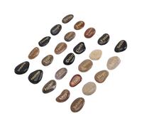 HEEPDD 25Pcs Rune Stones Crystal Set, Healing Crystals with Gold Letters for Witchcraft Divination Yoga Meditation Home Decor 25Pcs Rune Stones Set, Engraved Yoga