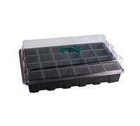 HEEPDD 3 Pack Seedling Tray, Plastic Nursery Pots for Planting with Transparent Cover, Garden Grow Box for Seed Starting, Space Saving Stackable Design (Black)