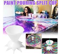 HEEPDD 3 Pcs Paint Pouring Split Cup for Acrylic Paint Creative Flower Patterns Art Supplies for DIY Painting, Suitable for Beginners and Professional Artists (White)
