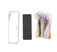 HEEPDD 30Pcs Blank Bookmarks Making Kit, Paper Book Marks Craft Kit with Pre Drilled Holes Tassels and Protective Sleeves for Decoration Crafting and Personalized Coloring (Black)