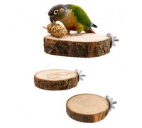 HEEPDD 3pcs Natural Wood Bird Perch Platform Comfortable Round, Pine Wood Parrot Perch Stand for Bird Cage Canaries Finches Parakeets