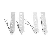 HEEPDD 4 Pack Stencil Ruler, Drawing & Lettering Aids with Cartoon Patterns, Lightweight Hollow Ruler for Scrapbooking, Crafts, and Learning 4 Pack Stencil, Metal Portable