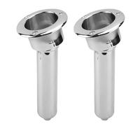 HEEPDD 40mm Boat Rod Cup Holder, 316 Stainless 3-Angle Flush Mount | Dual-Purpose Deck Organizer, 78mm Top Tray, Quick Bolt-On Flange, Polished Anti- Build, for Center Consoles and