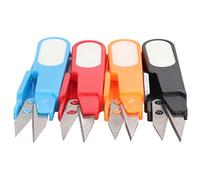 HEEPDD 4PCS Thread Snips U Shape Mini Scissors Stainless Steel with Built-in Spring Design Caps for Sewing Knit Craft Office Travel