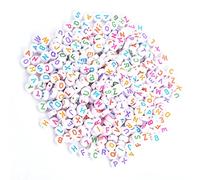 HEEPDD 500Pcs 7 Colors Acrylic Letter Beads, Beads & Bead Assortments Alphabet for DIY Bracelets Necklaces Keychains, with 26 Letters for Kids Crafts Preschool Learning 500Pcs 7