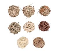 HEEPDD 8pcs Rabbit Chew Toy Balls, Hand Woven Grass Chew Toys for Small Animals with Seaweed Rattan Corn Husk, for Rabbits Hamsters Chinchillas Gerbils Birds