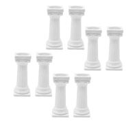 HEEPDD 8PCS Roman Pillars Plastic Columns, Food Grade White Cake Support and Miniature Garden Prop, Fluted Classical Design for Tiered Desserts Dollhouse Decor Photography (Small Size 7.5cm/3in