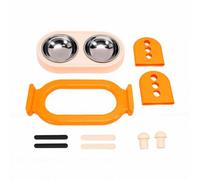 HEEPDD Adjustable Elevated Cat Bowl Stainless Steel Double Bowls Anti Spill Raised Pet Feeder for Small Large Cats Dogs, 2 Heights 15.75x7.09x6.3in (Orange)