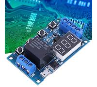 HEEPDD Adjustable Timer Relay Module with Independent Programming Emergency Stop and 5A Load Capacity for Home Industrial Automation Projects Wide 6V to 30V DC Input Supports Micro USB