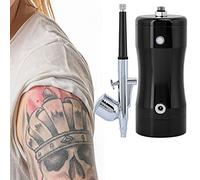 HEEPDD Airbrush Kit G12 Lightweight Airbrush with 0.3mm Nozzle Dual Action for Precise Detailing 7-7.5L Min Airflow At 17psi Compact Portable Setup Ideal Artists Cake Decorators Nail (Black)