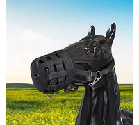 HEEPDD Anti Bite Muzzle, PU Leather Cushion for Horses, Thickened Nylon Grazing Muzzle for Equestrian Use S/M/L (black #30)