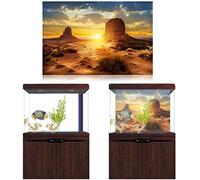 HEEPDD Aquarium Poster, Sun and Desert Style Fish Tank Terrarium Background Poster Thicken PVC Adhesive Static Cling Wallpaper Sticker(76 * 46cm)