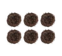 HEEPDD Artificial Bird Nests 6Pcs Rattan Handwoven Faux for Miniature Fairy Garden Terrarium, Rustic Craft Decor for Spring Wedding Table Centerpiece Display (S 7x7x3cm / 2.76x2.76x1.18in)