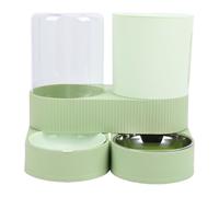 HEEPDD Automatic Gravity Cat Feeder and Water Dispenser, Large Capacity 2 in 1 Automatic Cat Feeder with 180 Degree Rotatable and 2 Pack Dry Wet Separation Stainless Steel Bowls (Green)