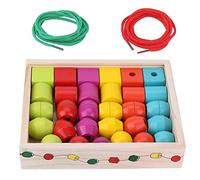 HEEPDD Beads Threading Toy, Wooden Educational Stacking Blocks for Toddlers, Promote Fine Motor Skills and Color Recognition, Perfect for Learning Playtime