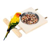 HEEPDD Bird Cage Feeder, Stainless Steel Double Bowl Food Bowl Feeding Coop Cups for Parrots and Birds (Single Slot)