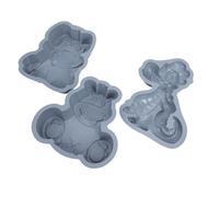 HEEPDD Cake Pop Baking Mold 3pcs Food Grade Nonstick Pan Birthday Party Supplies Chocolate Candy Cupcake Cornbread Brownie Gummy Crafts Desserts Decor Dinosaur Hippo Dog Silicone Cake (Gray)