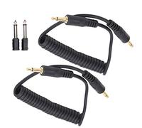 HEEPDD Camera Flash 3.5mm to 6.35mm Camera Flash Sync Cable, Black Plastic Spring Cord, 30-70cm Adjustable Length, 2 Pack Nan Other Accessories