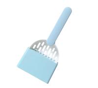 HEEPDD Cat Litter Scoop, ABS Plastic Sifter with Storage Base, Lightweight Kitty Pooper Scooper for Litter Box, Home Pet Store and Hospital (White and Blue)