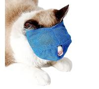 HEEPDD Cat Muzzles Mesh, Cat Mouth Cover for Cats Kittens Breathable Bite Proof Headgear with Polyester for Grooming Bathing Nail Trimming (Blue)