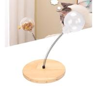 HEEPDD Cat Slow Feeder Ball, 2-in-1 Interactive Puzzle Feeder Cat with Spring Rod and Wooden Base Treat Dispenser Toy for Bunny Kitten Self Play Mental (JH Basic, Medium Hole Food Ball)