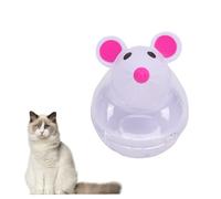 HEEPDD Cat Treat Dispenser Toy, Mouse Shape Interactive Cat Treat Puzzle Adjustable Slow Puzzle Feeder for Indoor Kitten Encourages Exercise (White)