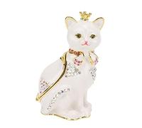 HEEPDD Cat Trinket Box, Sparkling Rhinestones, Hand-painted Pig Jewelry Box for Collectors, Home Decor Gift for Cat Lovers, Animal Figurine Box for Women Kids Collectibles Display