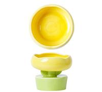 HEEPDD Ceramic Elevated Cat Bowl, Flower Shape Raised Dish | Promotes easier swallowing to reduce neck strain, upright eating posture aids digestion for sensitive stomachs, wide shallow