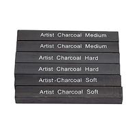HEEPDD Charcoal Sticks, 6Pcs Black Square Compressed Charcoal Rods for Sketching Shading and Drawing, Ideal for Beginners Artists and Craft Enthusiasts