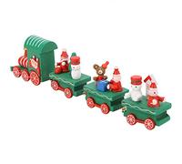 HEEPDD Christmas Train Wooden Holiday Decoration Set with Gifts Engine Carriages 8.3 By 2 Inch Tabletop Mantel Display for Family Gatherings Festive Cheer Lightweight Construction (Green)