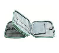 HEEPDD Crochet Hook Storage Bag Double Layer 18x14x4cm 600D Oxford Padded Case, 2 Compartments, 160g Lightweight Knitting Organizer for Travel (Green Lily Bag)