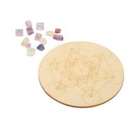 HEEPDD Crystal Grid Board Set, Composite Wood Energy Grid for Meditation, Chakra Healing, Ideal for Spiritual Practice and Energy Amplification Ornament (A05)