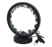 HEEPDD Crystal Stone Night Lamp, USB Interface Fluorite | 3-Color Adjustable Glow, Gentle on Eyes During Sleep, Artistic Natural Stone Decor, Extra Large 11in Himalayan Salt Design, f