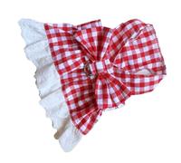 HEEPDD Dog Dress with Leash, Plaid Dog Outfit for Spring Summer, Cute Lace Hem Dress for Small Medium Puppies with Leash, Lightweight Polyester Nan Supplies (Red Plaid and Red XXL)