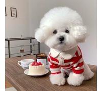 HEEPDD Dog Striped Shirt, Exquisite Stitching Comfortable Breathable Polyester Pet Apparel Small Dog Outfit for Schnauzer Maltese Teddy Yorkshire Bichon Frise Pomeranian Poodle Cats (L)