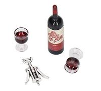 HEEPDD Doll House Red Wine Set Miniature Realistic Resin Bottles Glasses Opener 1/12 Scale for Collectors and Enthusiasts Enhance Dining Decor with Detailed Simulation Add Charm to